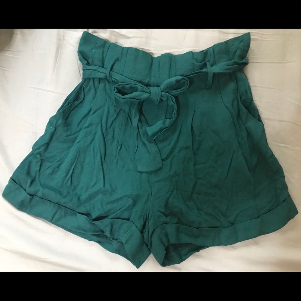 High waisted green shorts